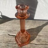 Art Deco pink glass candlestick