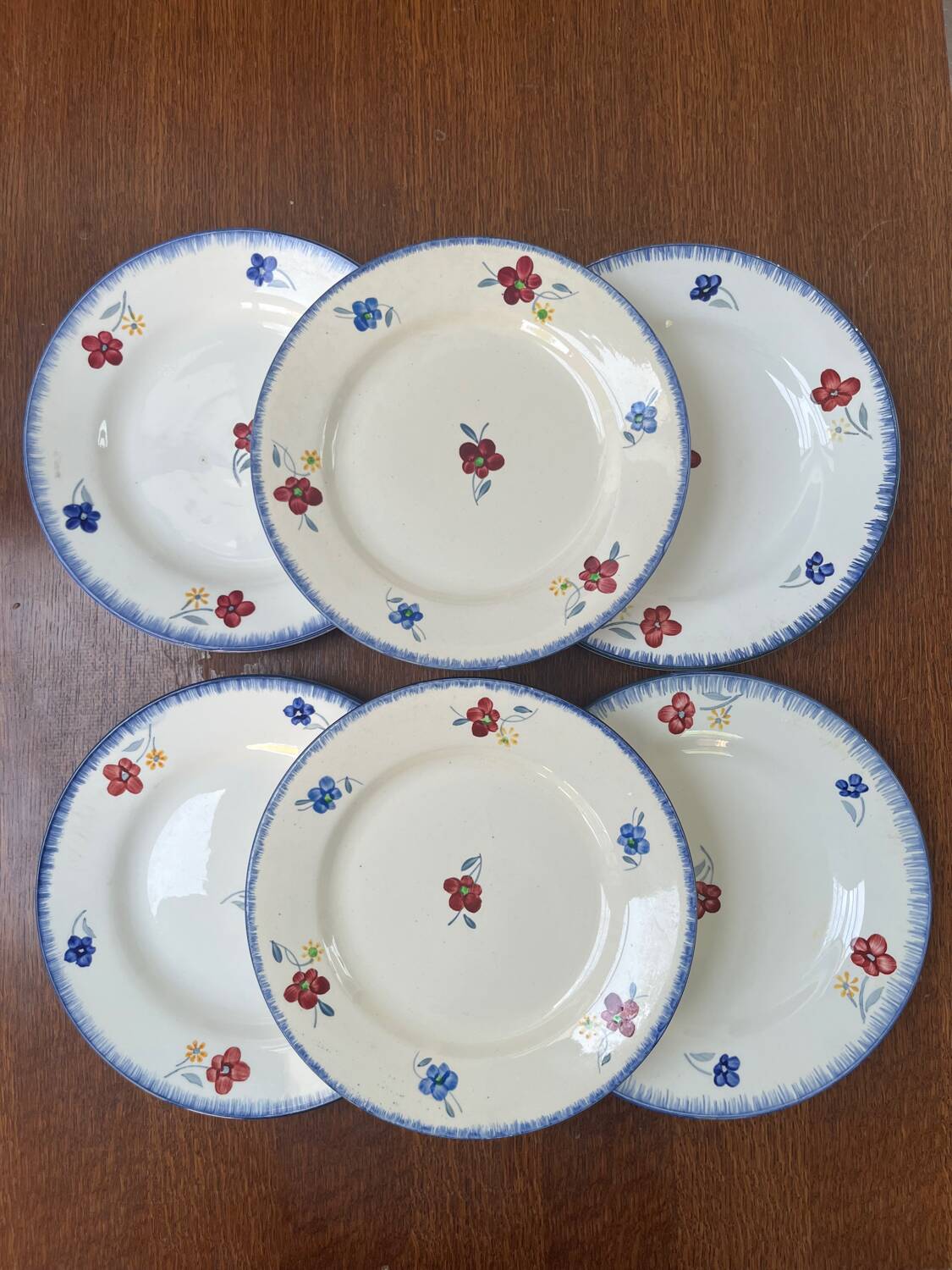 Set of 6 Digoin Sarreguemines "Mary Lou" plates – floral earthenware