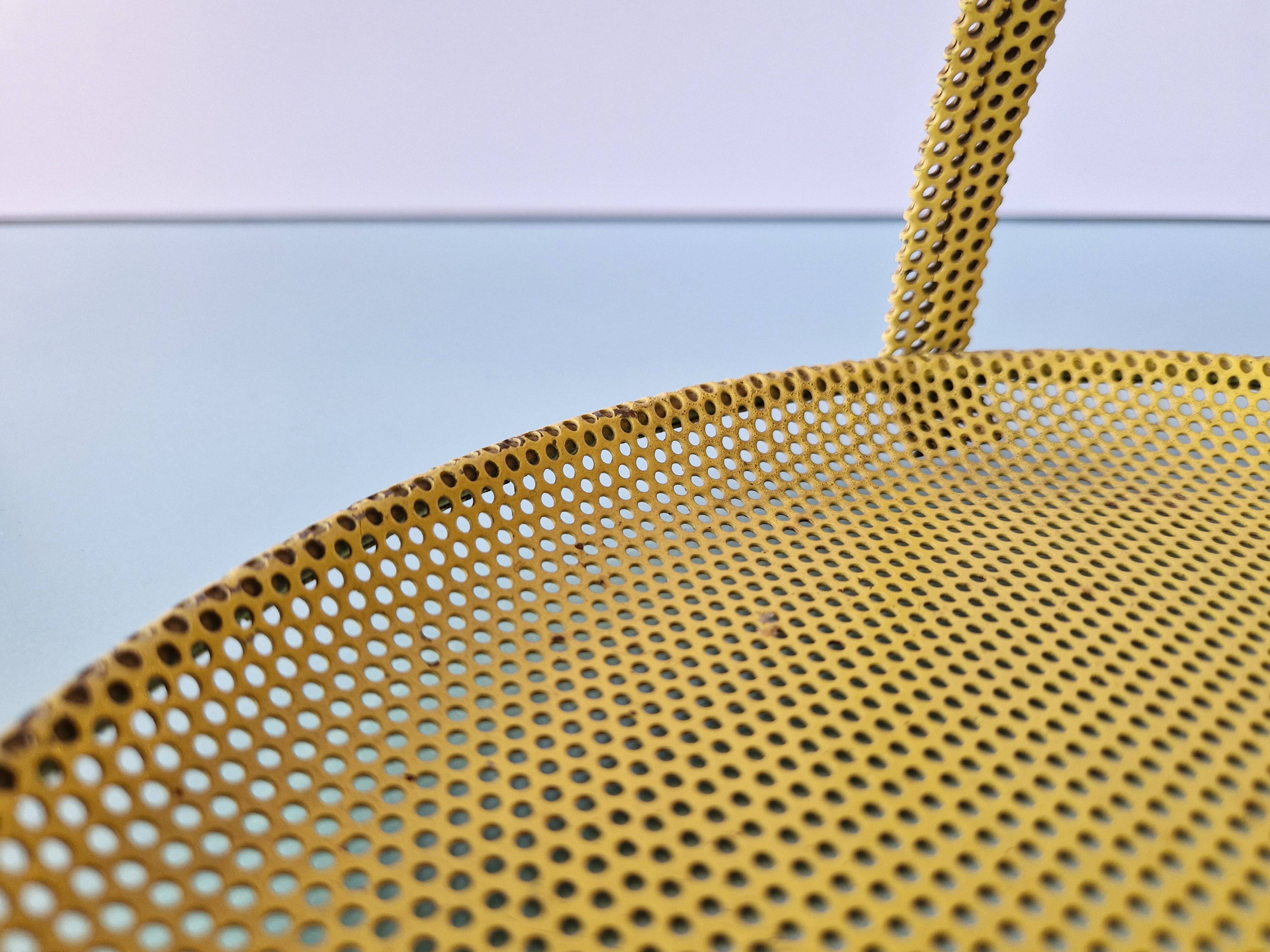 Yellow perforated metal bonbonniere by Mathieu Matégot, France 1950's