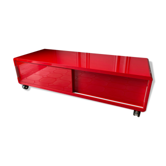 Meuble tv  rouge laqué