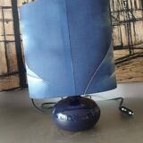 Ceramic lamp, Montclus art workshop, silk lampshade, hand painted