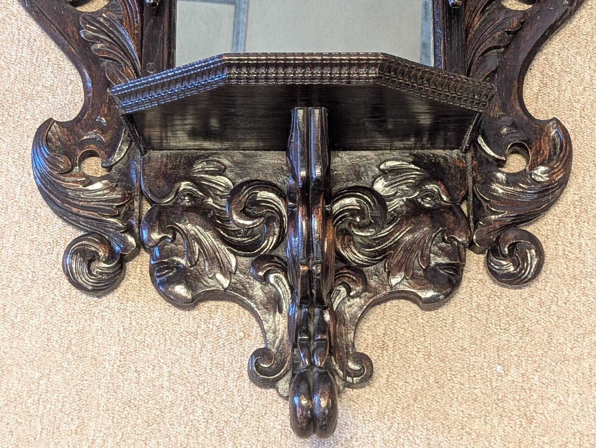 Large Flemish neo-Renaissance wall mirror in carved wood – late 19th century