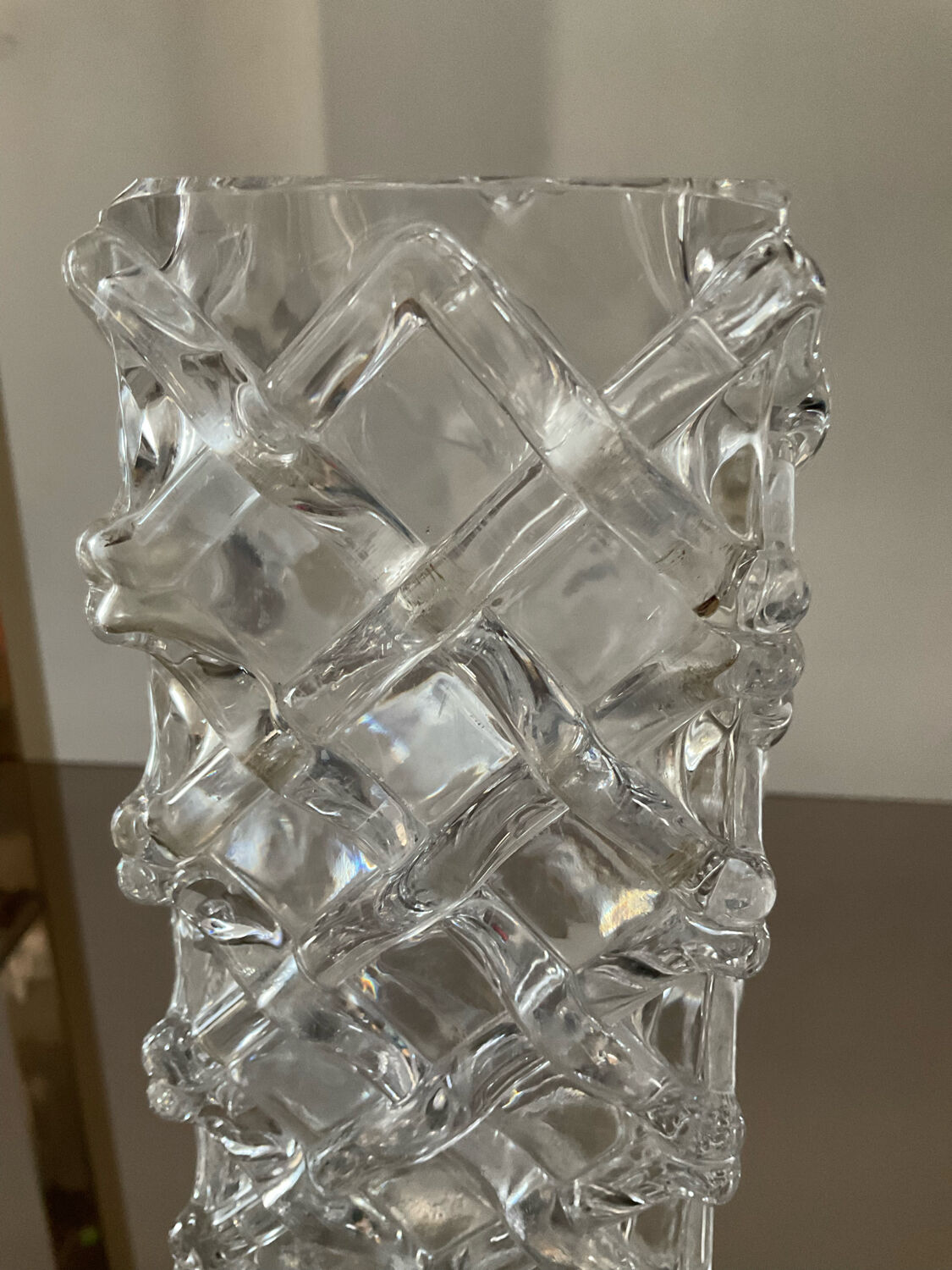 Vintage vase in molded glass and glass paste