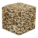 Vintage Square Pouf Goat Leather Patchwork Mosaic Pattern