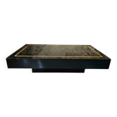 Jean-Claude Mahey, attributed to – Black lacquer and brass coffee table, Mais