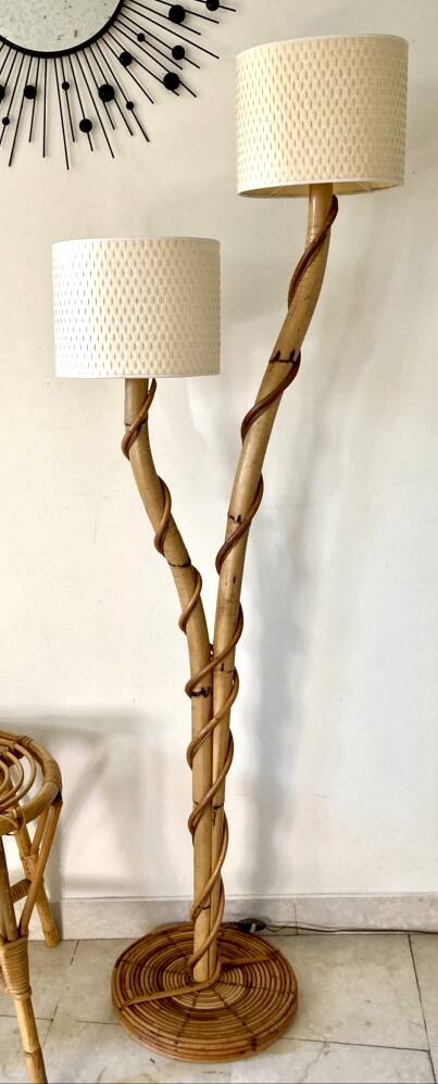 Rattan floor lamp