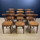 Lot de 9 chaises bistrot en bois à barreaux années 60 France