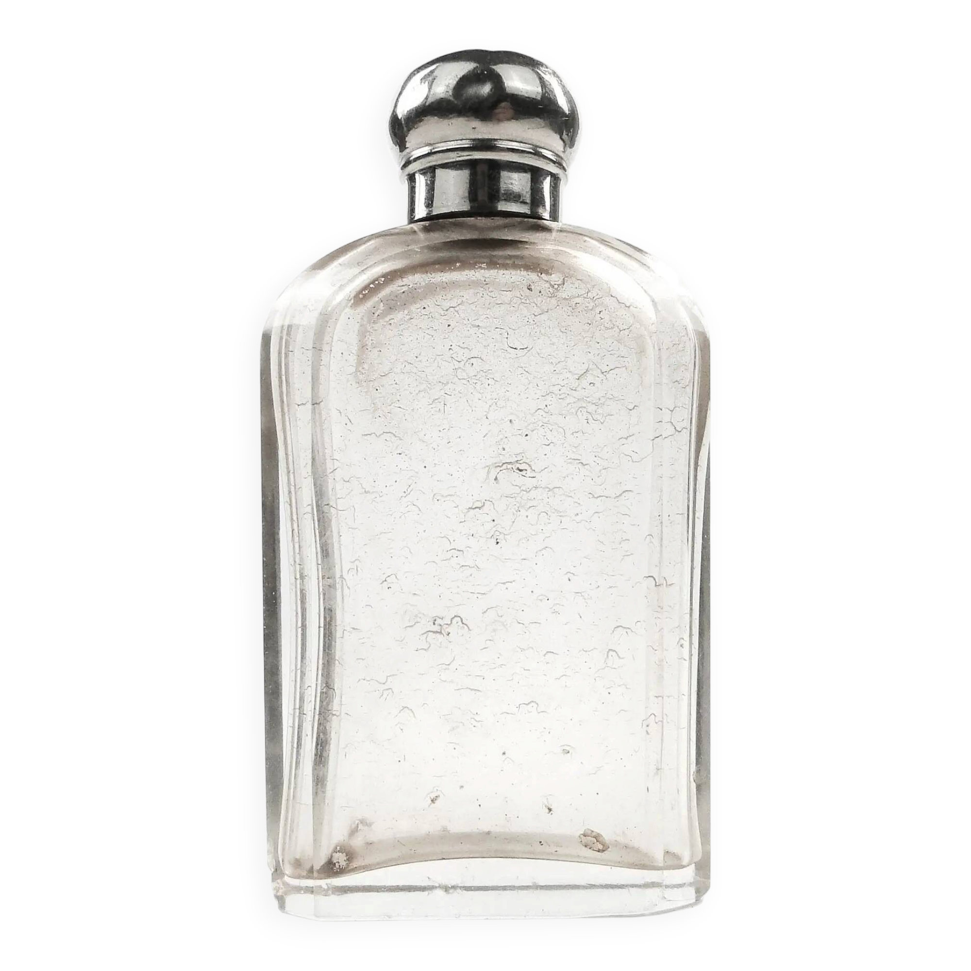 Art Deco hip flask, crystal, France, 1930s