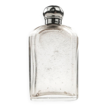 Art Deco hip flask, crystal, France, 1930s
