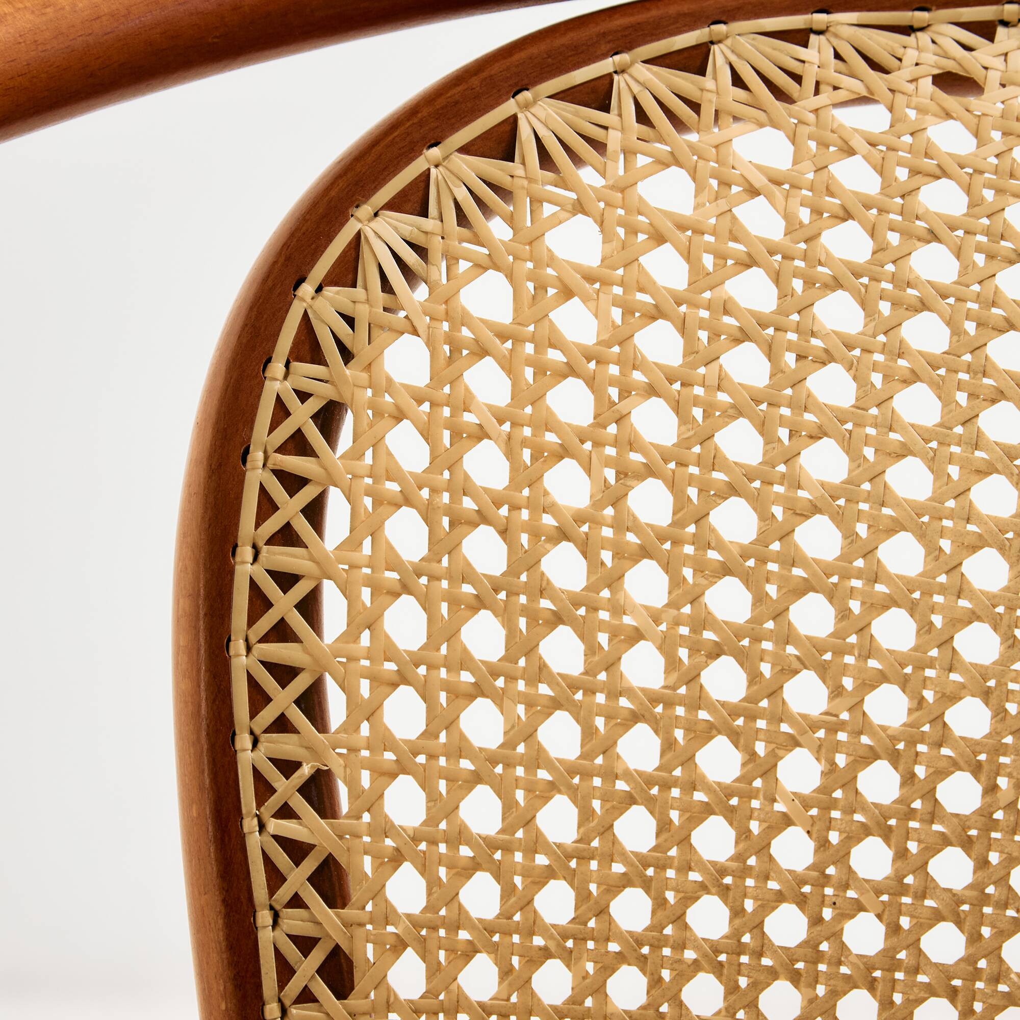 Beech and rattan armchair
