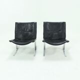 Set of 2 danish Kebe Møbler lounge armchairs model eagle with black leather