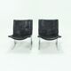 Set of 2 Danish lounge chairs by Kebe Møbler model Eagle with black leather.