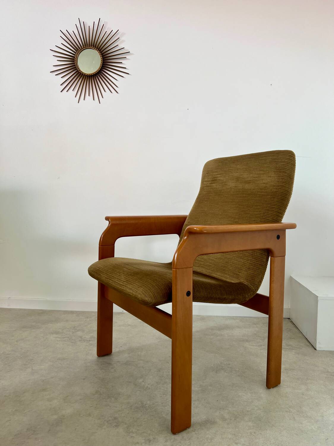 Set of 2 bridge armchairs from the 70s design Bruno Rey vintage solid beech