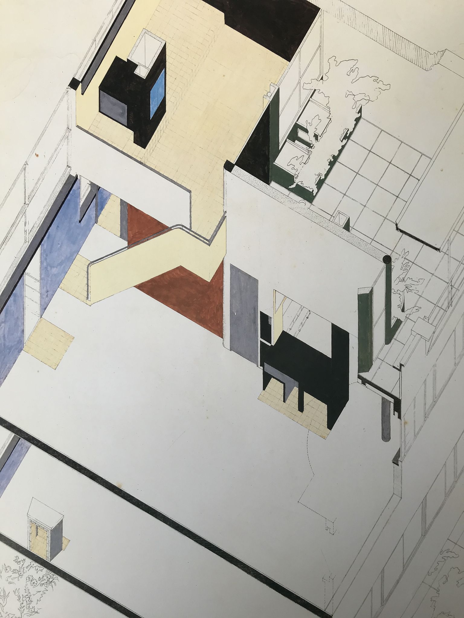 Poster after  axonometric perspective of the villa cook, 1926. 80 x 70 cm