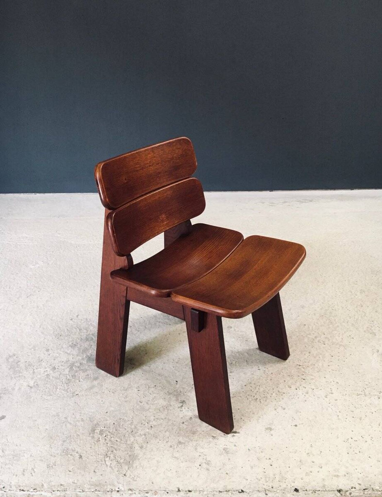 Constructivist Oak Dining Chairs, Belgium, 1960s, Set of 4