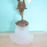 Golden opaline gooseneck wall lamp
