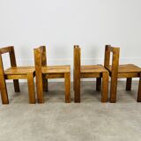4 minimalist pine chairs Les Arcs, 1960s