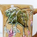 1900 earthenware pitcher with pink flowers