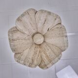Italian "Flower" Coffee Table in Travertine With Facet-cut Round Plate, 1980s