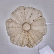 Italian "Flower" Coffee Table in Travertine With Facet-cut Round Plate, 1980s
