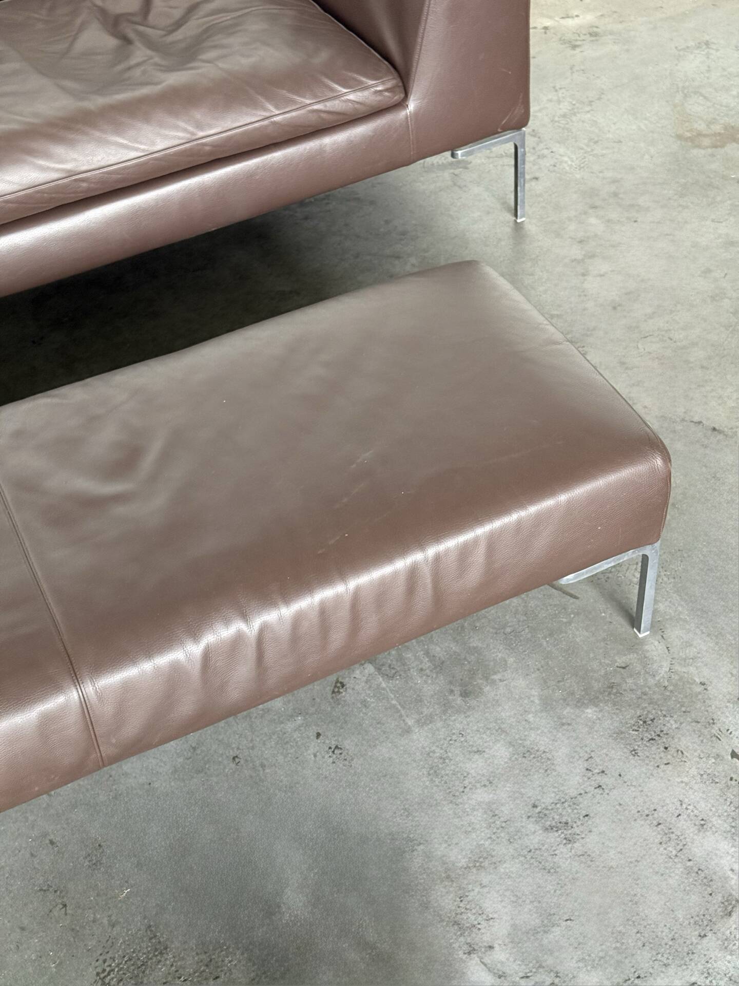 B&B Italia sofa “Charles” Leather Sofa with Matching Ottoma