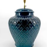 blue ceramic lamp, France, 1950s