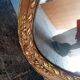 Miroir ovale 134cm bois et stuc doré debut XXem