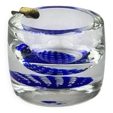 Cendrier en verre de Murano bleu, Italie, années 1970
