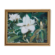 Huile sur toile « Motifs floraux » par Eila C, Suède milieu XXème