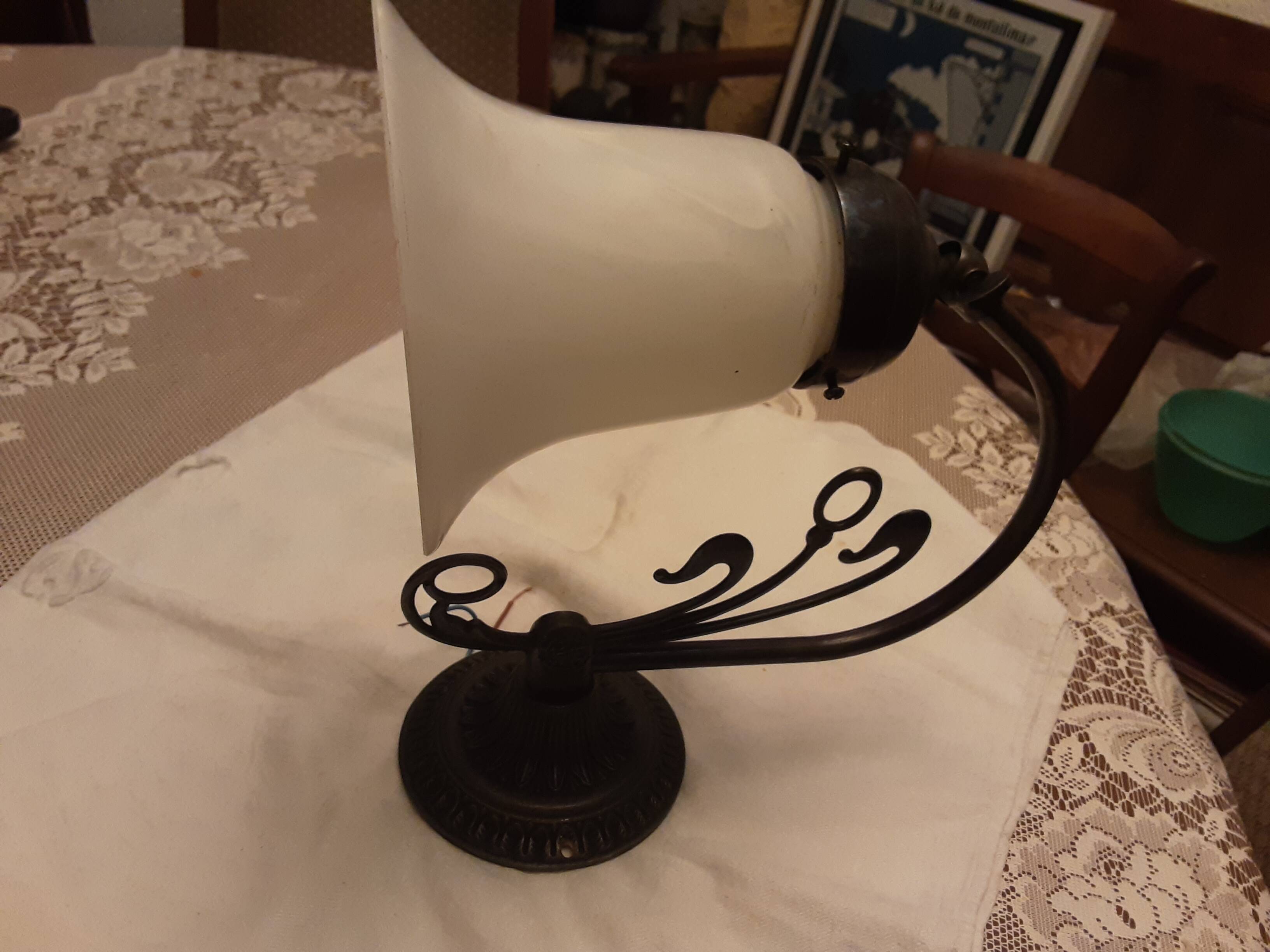 Glass wall light with iron frame