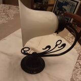 Glass wall light with iron frame