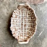Beige woven ceramic oval cup