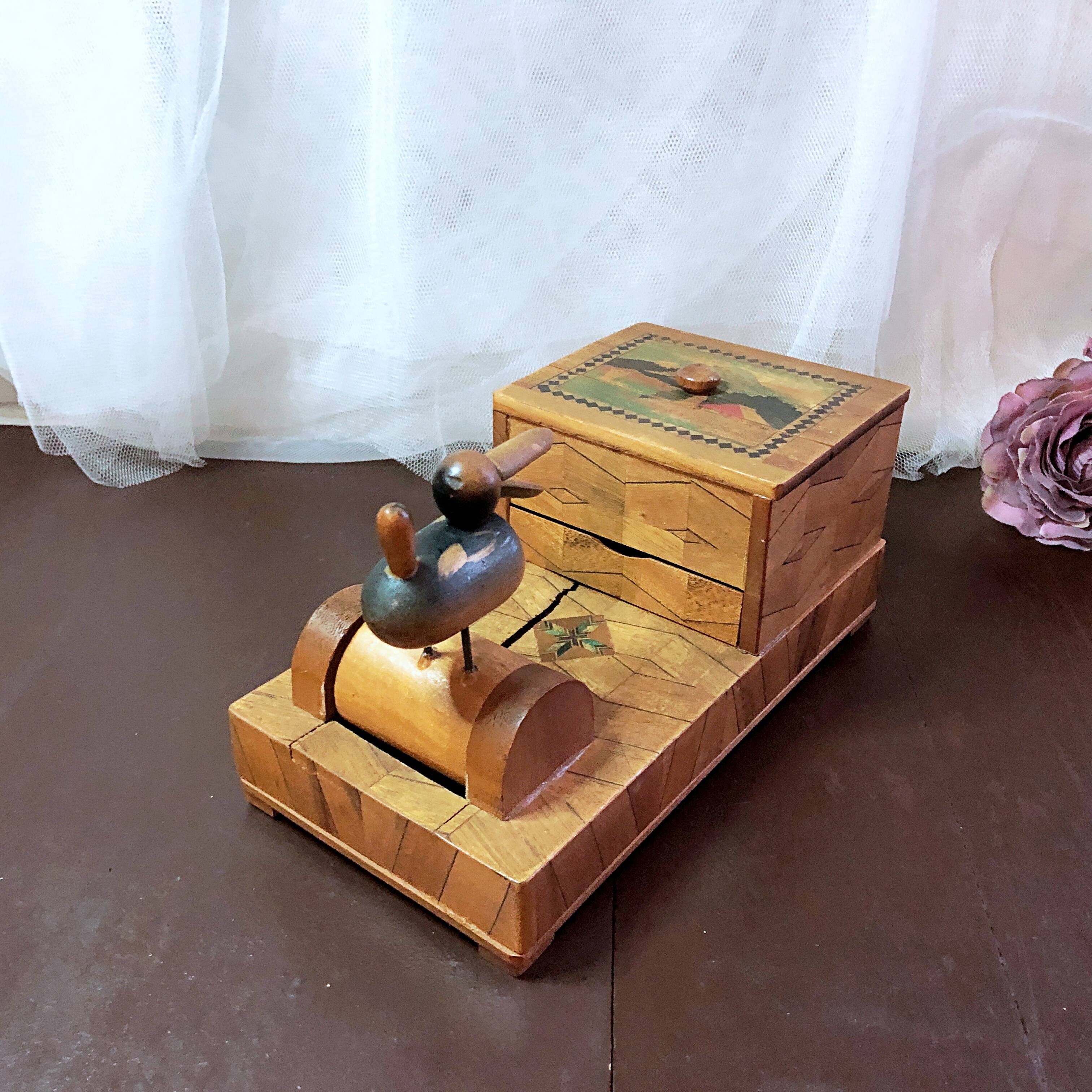 Cigarette dispenser inlaid wood Retro 30/40