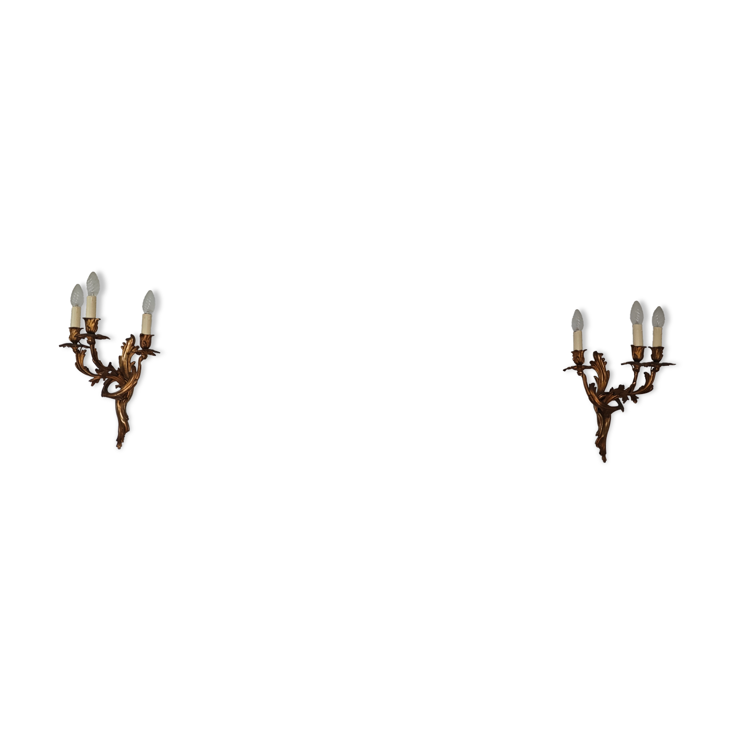 2 Louis XV wall sconces with 3 branches