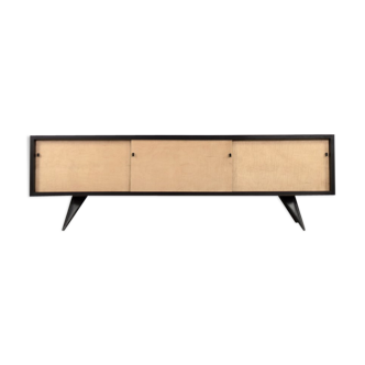 Mid-Century Elegant Black and Maple Scandinavian Vintage Sideboard, 1960s