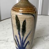Bottle / soliflore in stoneware artisanal pottery signed "La Roquebrou" 70s