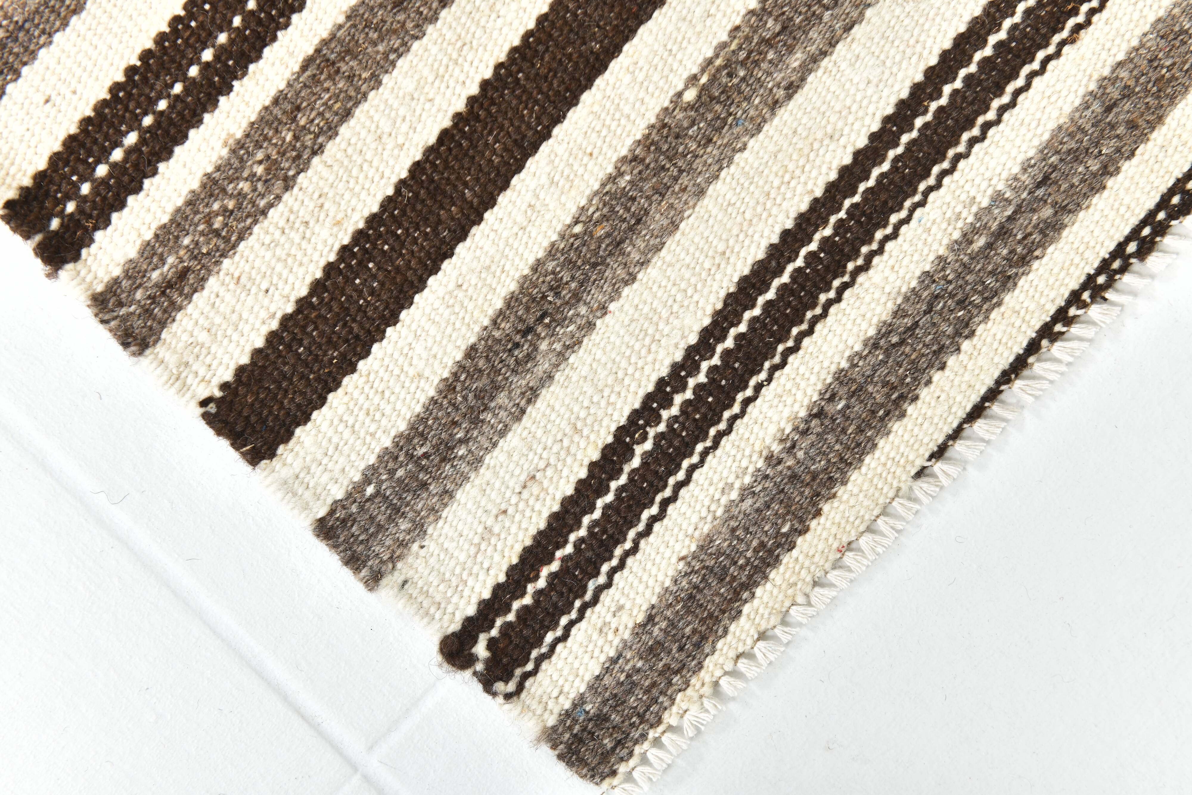 8x10 Dark Brown & Beige Kilim Rug 239x293Cm SK 35486