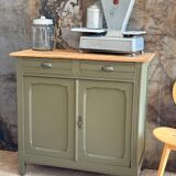 Buffet parisien kaki et bois brut