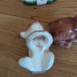 Zoomorphic salt and pepper shaker bears in slip