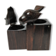 Wooden pencil jar and pens
