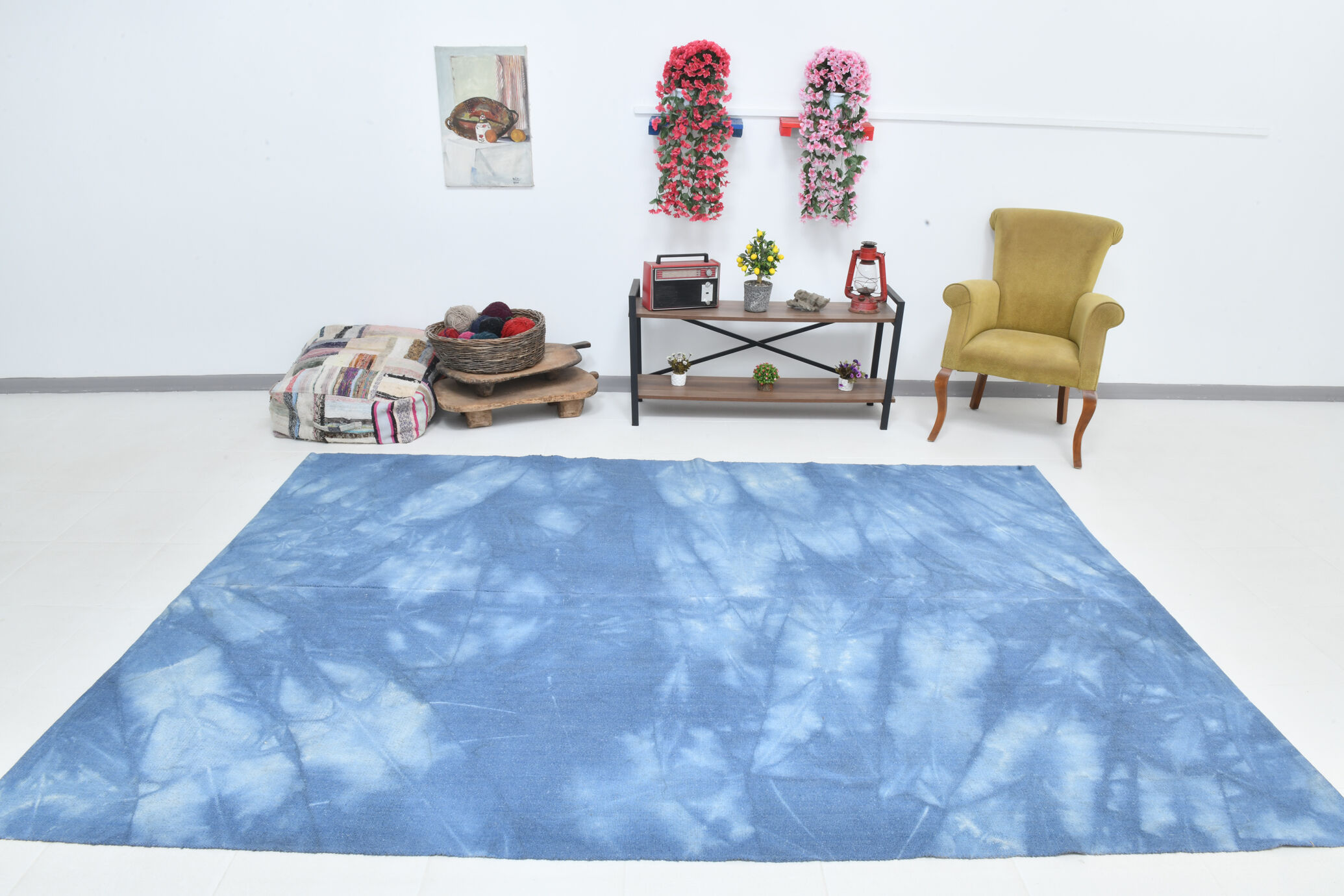 Pastel blue large turkish rug 304x211cm