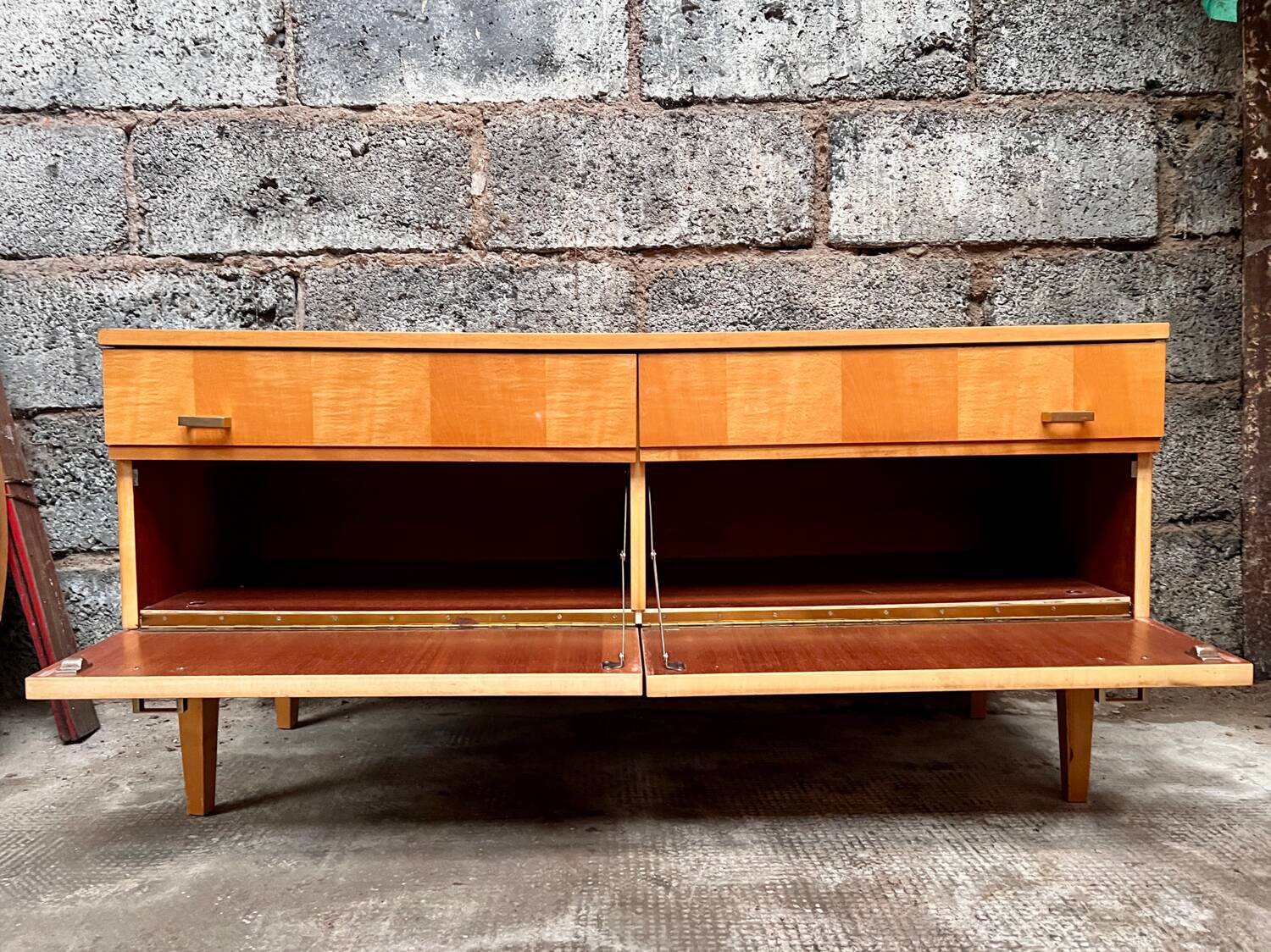 Light wood row TV unit
