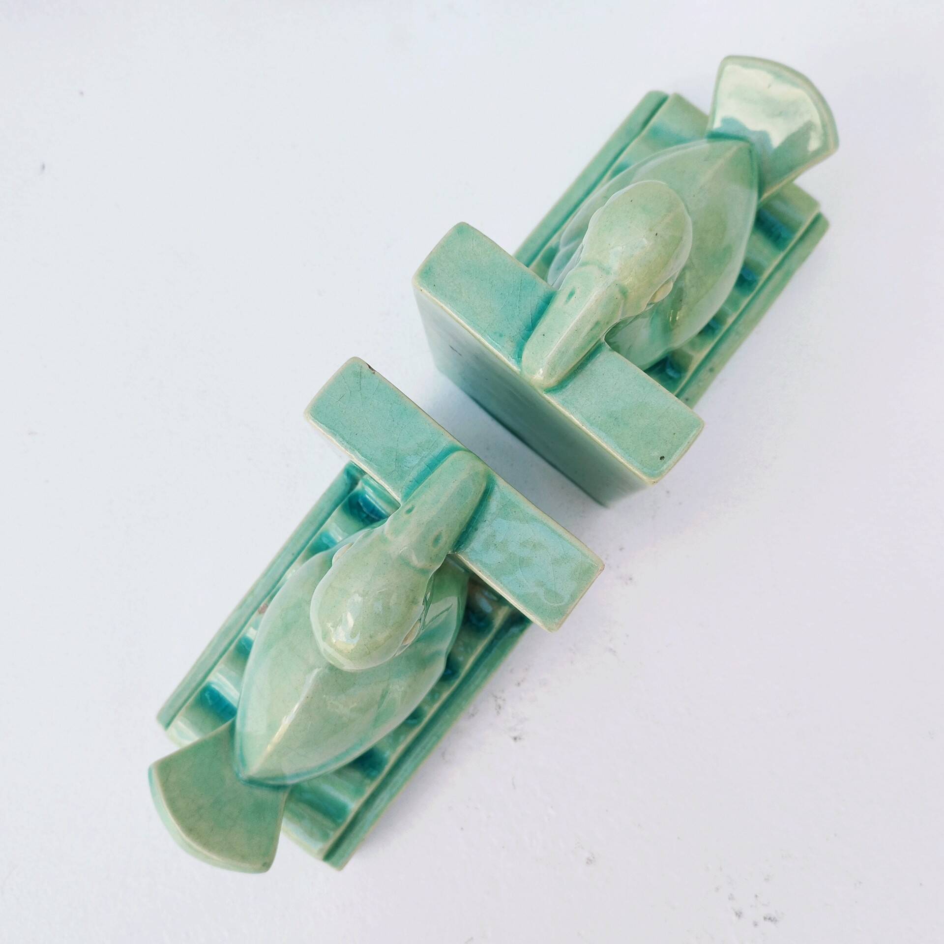 Art deco ceramic bookend Pelican birds