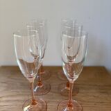 set of 6 vintage pink luminarc champagne flutes