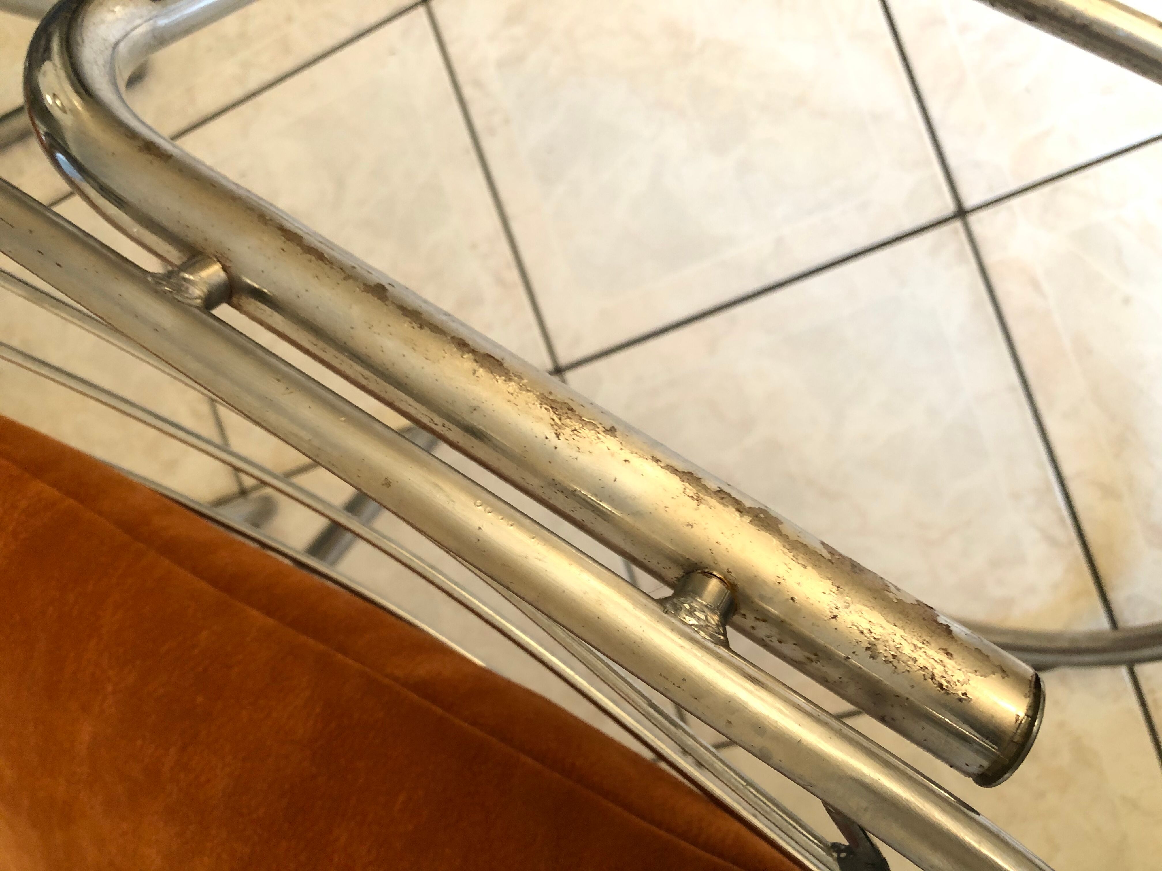 Pair of Cantilever chair design Gastone Rinaldi vintage 70 chrome steel wires