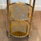 Round silver-plated brass table with triple eglomisé mirror tops from Maison Jansen.