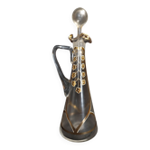 Carafe aiguière verre émaillé décor à l'or numérotée début XXème art nouveau