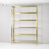 Hollywood Recency Brass and Crystal Shelving, France 70s