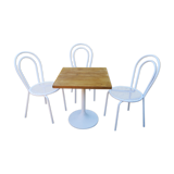 Table de bistrot pied tulipe et 3 chaises bistrot