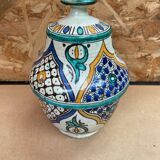 Ancienne Jarre A Beurre Jobbana Maroc Faïence Polychrome XIXÈME Vintage #B082